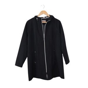 Sunice Women Sport Jacket Black Softshell Coat HOOD SZ L  (pocket zip broke )